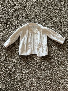 Cable Knit Button-Front Cardigan for Kids - White